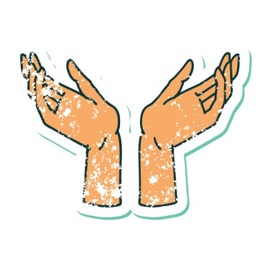 Açık ellerin ikonik sıkıntılı dövme görüntüsü