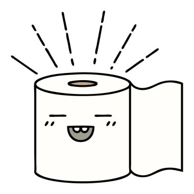 Geleneksel dövmeli tuvalet kağıdı karakteri çizimi