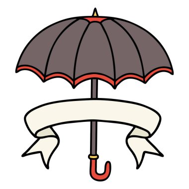 Geleneksel dövmeli ve şemsiyeli