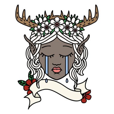 Retro Dövme Tarzı Üzgün Elf Karakter Yüzü