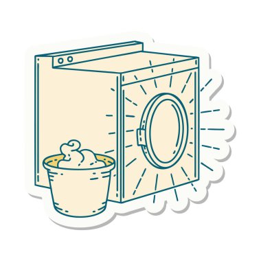 Dövme stili çamaşır makinesi çıkartması.