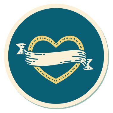 Geleneksel kalp ve bayrak stiliyle dövme çıkartması