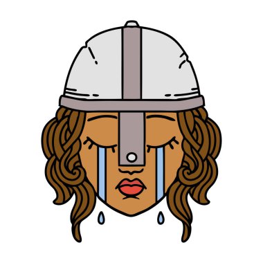 Retro Dövme Tarzı Ağlayan İnsan Dövüşçüsü