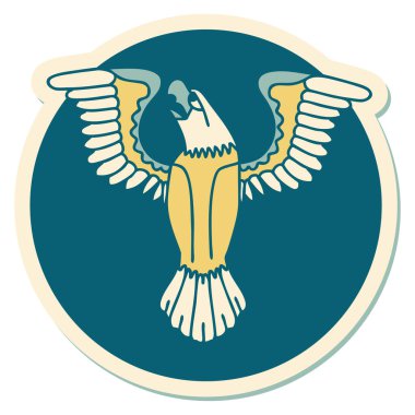 Amerikan kartalının geleneksel stiliyle dövme çıkartması.