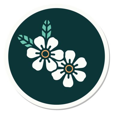 Geleneksel bir çiçek stiliyle dövme çıkartması