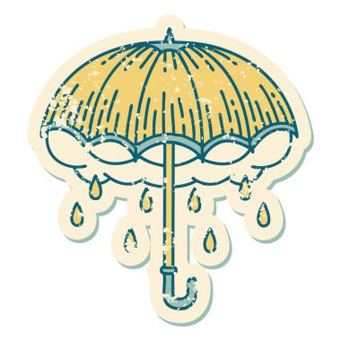 Bir şemsiye ve fırtına bulutunun sembolik dövmeli görüntüsü