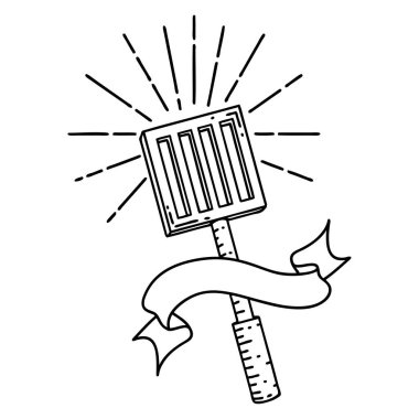 Siyah çizgili parşömen dövmeli mutfak spatulası