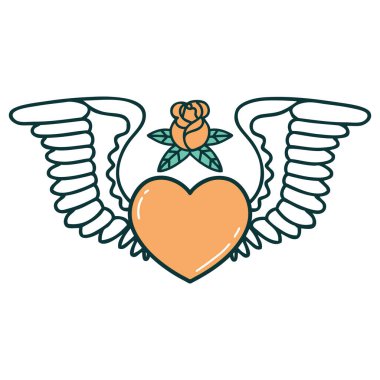 Kanatlı bir kalbin ikonik dövme görüntüsü