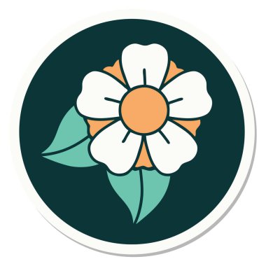 Geleneksel bir çiçek stiliyle dövme çıkartması