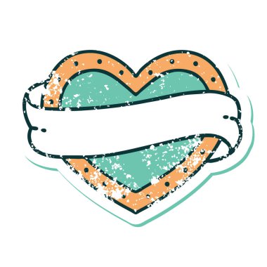 ikonik sıkıntılı çıkartma dövme stili bir kalp ve bayrak