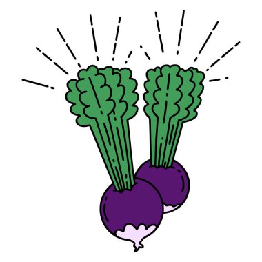 Yapraklı geleneksel dövme pancarının çizimi