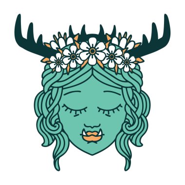 Retro Dövme Biçimli Orc Druid karakter yüzü