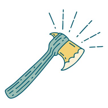 Geleneksel dövme stili balta çizimi