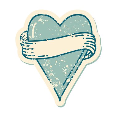 ikonik sıkıntılı çıkartma dövme stili bir kalp ve bayrak