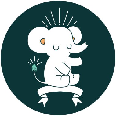 Dövme stili şirin bir fil ikonu