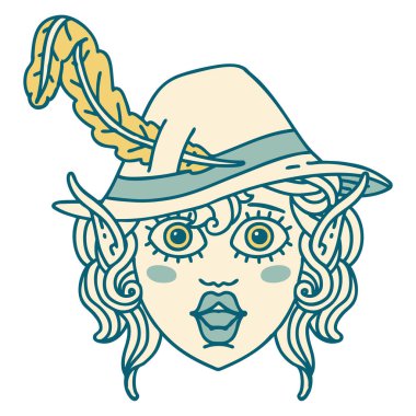 Retro Dövme Biçimi elf karakter yüzü