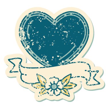 ikonik sıkıntılı çıkartma dövme stili bir kalp ve bayrak