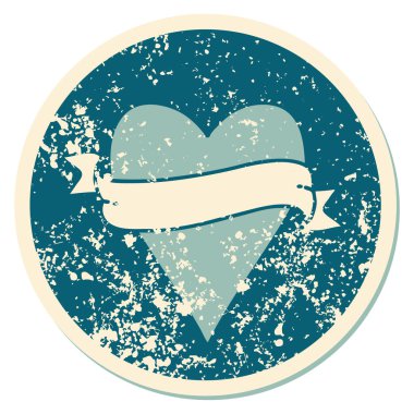 ikonik sıkıntılı çıkartma dövme stili bir kalp ve bayrak