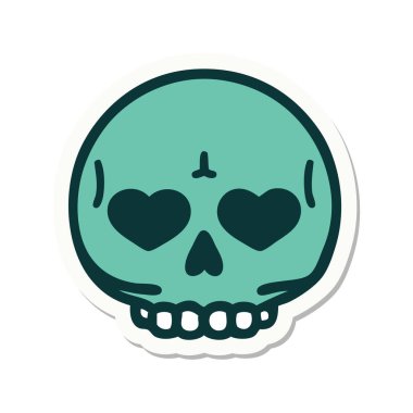 Geleneksel bir kafatası stili dövme çıkartması