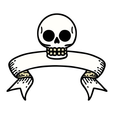 Kafatası dövmeli geleneksel dövme