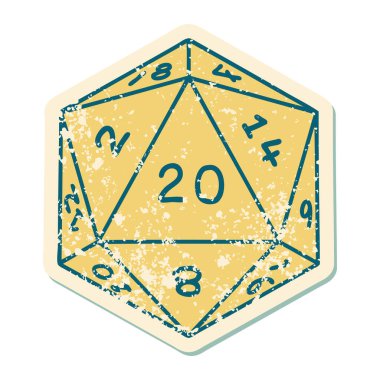 d20 zarının ikonik sıkıntılı dövme biçimi