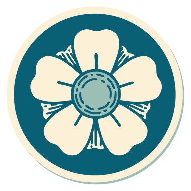 Geleneksel bir çiçek stiliyle dövme çıkartması