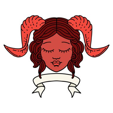 Retro Dövme Biçimi karakter yüzünü kaydırma pankartı ile düzenliyor