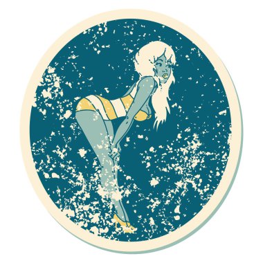 Yüzme kostümlü bir kızın sembolik dövmeli görüntüsü