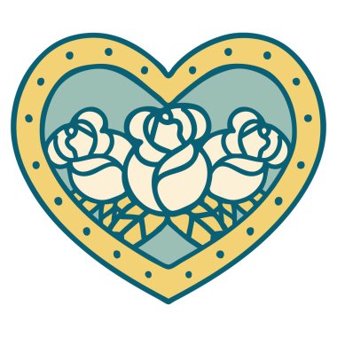 Bir kalp ve çiçeğin ikonik dövme görüntüsü