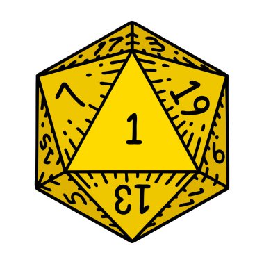 Retro Dövme Biçimi Doğal 1D20 zar atma