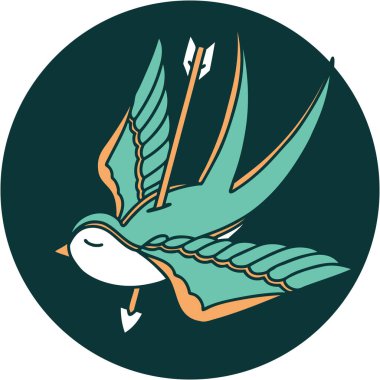 Okun deldiği bir kırlangıcın ikonik dövme şekli