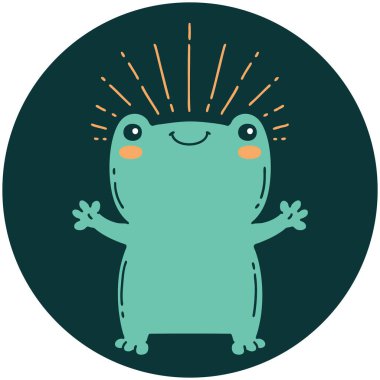 Dövme stili mutlu kurbağa ikonu