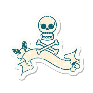 Çapraz kemikli eski bir etiket