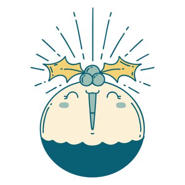 Geleneksel dövme stili Noel pudingi.