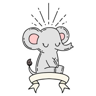 Dövme tarzı şirin filli parşömen.