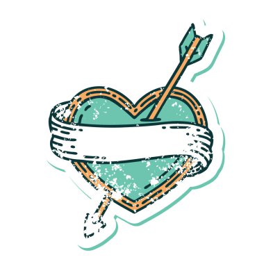 ok kalbi ve pankartın sembolik dövmeli görüntüsü