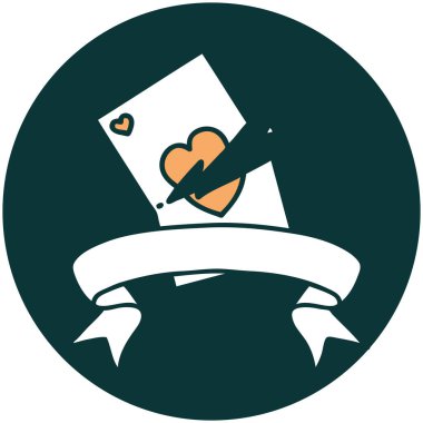 Yırtık kart pankartıyla dövme biçimi simgesi