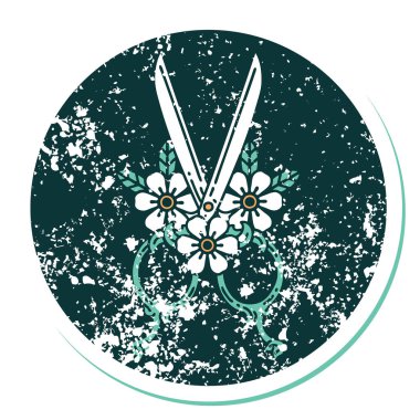 Berber makas ve çiçeklerin sembolik dövmeli resmi