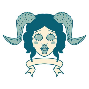 Retro Dövme Biçimi karakter yüzünü kaydırma pankartı ile düzenliyor