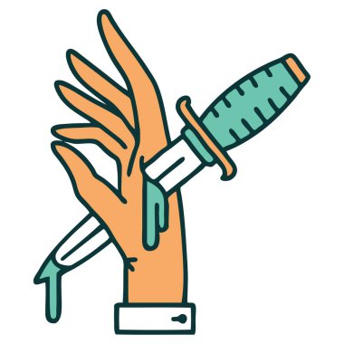 Elinde hançer resmi olan ikonik dövme.