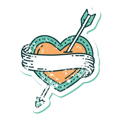 ok kalbi ve pankartın sembolik dövmeli görüntüsü