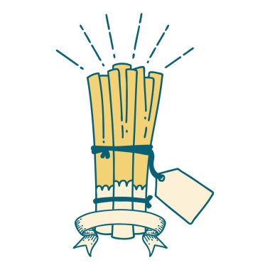 Dövme stili pırasa desenli parşömen.