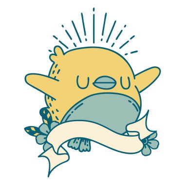 Dövme stili kanat çırpan robin ile kaydırma pankartı