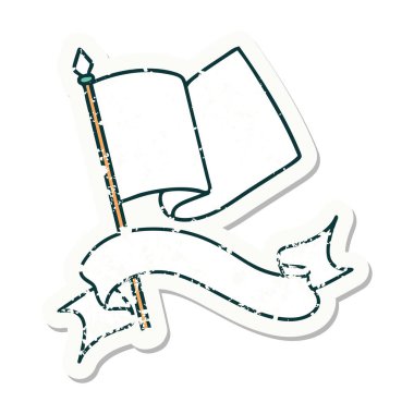 Üzerinde bayrak olan eski bir etiket.