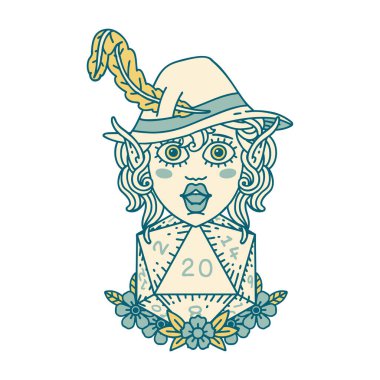 Retro Dövme Biçimi 20 zarlı elf karakteri