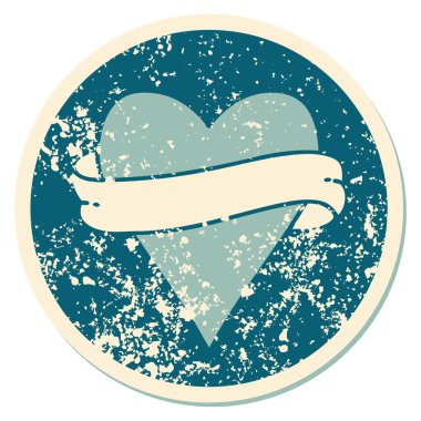 ikonik sıkıntılı çıkartma dövme stili bir kalp ve bayrak