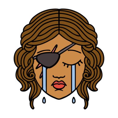 Retro Dövme Tarzı Ağlayan İnsan Düzenbaz Karakteri