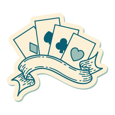 Geleneksel kart ve pankart stili dövme etiketi