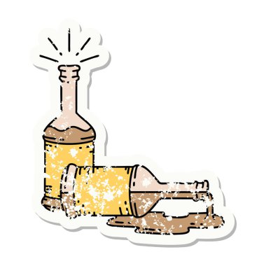 Dövme stili eski bir çıkartma bira şişeleri.