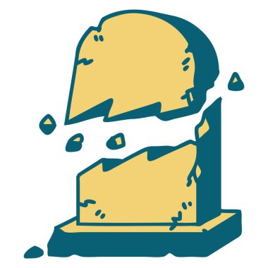 Kırık bir mezar taşının ikonik dövme şekli